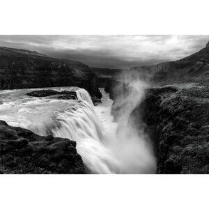 Gullfoss Falls, Golden Circle, Iceland - 8x12" - Black & White Photograph